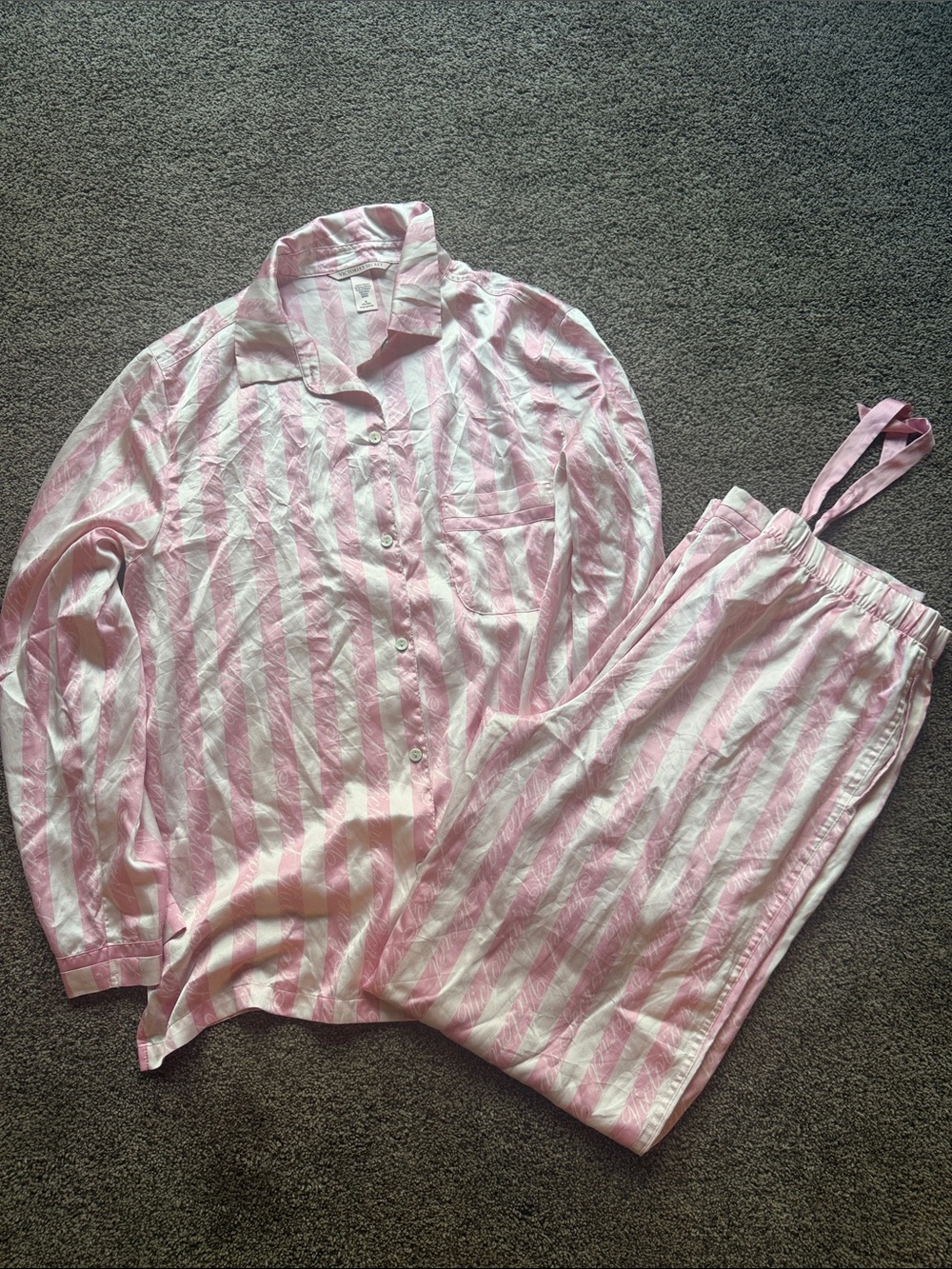 Victoria's Secret Pink and White Striped Pajama Set